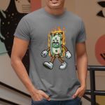Camiseta Básica Masculina Dinheiro Em Chamas 100% Algodão Premium - Chumbo