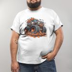 Camiseta Básica Masculina Halloween Monster Truck 100% Algodão Premium - Branco