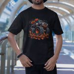 Camiseta Básica Masculina Halloween Monster Truck 100% Algodão Premium - Preto