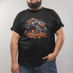 Camiseta Básica Masculina Halloween Monster Truck 100% Algodão Premium - Preto