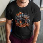 Camiseta Básica Masculina Halloween Monster Truck 100% Algodão Premium - Preto
