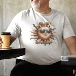 Camiseta Básica Masculina Sol Engraçado Trocadilho 100% Algodão Premium - Branco