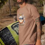 Camiseta Básica Masculina Sol Engraçado Trocadilho 100% Algodão Premium - Caqui