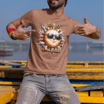 Camiseta Básica Masculina Sol Engraçado Trocadilho 100% Algodão Premium - Caqui