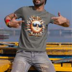 Camiseta Básica Masculina Sol Engraçado Trocadilho 100% Algodão Premium - Chumbo