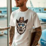 Camiseta Básica Masculina Cachorro Xerife Country 100% Algodão Premium - Branco