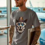 Camiseta Básica Masculina Cachorro Xerife Country 100% Algodão Premium - Chumbo