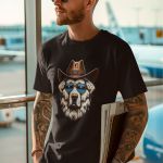 Camiseta Básica Masculina Cachorro Xerife Country 100% Algodão Premium - Preto