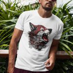 Camiseta Básica Masculina Lobo Solitário 100% Algodão Premium - Branco