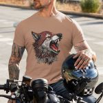 Camiseta Básica Masculina Lobo Solitário 100% Algodão Premium - Caqui