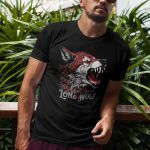 Camiseta Básica Masculina Lobo Solitário 100% Algodão Premium - Preto
