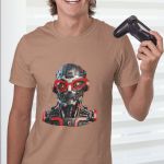 Camiseta Básica Masculina Robô Androide Inteligência Artificial 100% Algodão Premium - Caqui