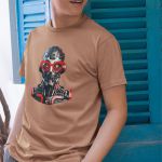 Camiseta Básica Masculina Robô Androide Inteligência Artificial 100% Algodão Premium - Caqui
