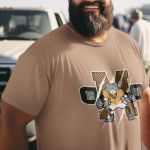 Camiseta Básica Masculina Logo Mascote Futebol Americano 100% Algodão Premium - Caqui