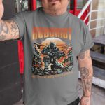 Camiseta Básica Masculina Roboriot Distopia Scifi 100% Algodão Premium - Chumbo
