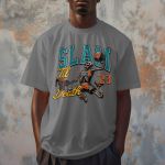 Camiseta Básica Masculina Esqueleto Basquete Slam 100% Algodão Premium - Chumbo