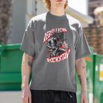 Camiseta Básica Masculina Punk Rockstar 100% Algodão Premium - Chumbo