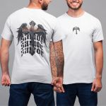 Camiseta Básica Masculina Crucifixo Cristão Frente e Costas 100% Algodão Premium - Branco