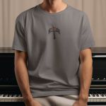 Camiseta Básica Masculina Crucifixo Cristão Frente e Costas 100% Algodão Premium - Chumbo