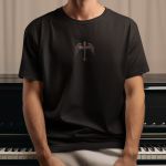 Camiseta Básica Masculina Crucifixo Cristão Frente e Costas 100% Algodão Premium - Preto