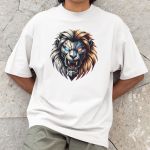 Camiseta Básica Masculina Leão Robô 100% Algodão Premium - Branco
