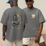 Camiseta Básica Masculina Dragão Chines Dragon Soul Frente E Costas 100% Algodão Premium - Chumbo