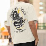 Camiseta Básica Masculina Dragão Chines Dragon Soul Frente E Costas 100% Algodão Premium - Off White