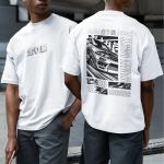 Camiseta Básica Masculina Carro De Corrida De Rua Frente E Costas 100% Algodão Premium - Branco