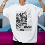 Camiseta Básica Masculina Carro De Corrida De Rua Frente E Costas 100% Algodão Premium - Branco