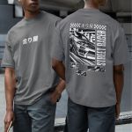 Camiseta Básica Masculina Carro De Corrida De Rua Frente E Costas 100% Algodão Premium - Chumbo