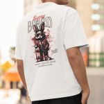 Camiseta Básica Masculina Bunny Board Skate Costas 100% Algodão Premium - Branco