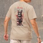 Camiseta Básica Masculina Bunny Board Skate Costas 100% Algodão Premium - Caqui