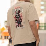 Camiseta Básica Masculina Bunny Board Skate Costas 100% Algodão Premium - Caqui