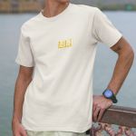 Camiseta Básica Masculina Carpa Escrito Japonês Frente e Costas 100% Algodão Premium - Off White