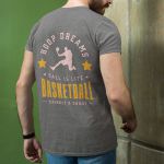 Camiseta Básica Masculina Basquete Hoop Dreams Costas 100% Algodão Premium - Chumbo
