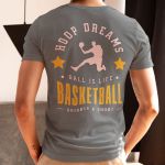 Camiseta Básica Masculina Basquete Hoop Dreams Costas 100% Algodão Premium - Chumbo