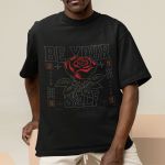 Camiseta Básica Unissex Flor Rosa Be Yourself 100% Algodão Premium - Preto