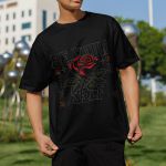 Camiseta Básica Unissex Flor Rosa Be Yourself 100% Algodão Premium - Preto