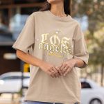 Camiseta Básica Unissex Los Angeles Streetwear 100% Algodão Premium - Caqui