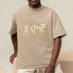 Camiseta Básica Unissex Los Angeles Streetwear 100% Algodão Premium - Caqui