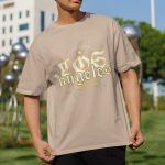 Camiseta Básica Unissex Los Angeles Streetwear 100% Algodão Premium - Caqui