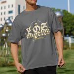 Camiseta Básica Unissex Los Angeles Streetwear 100% Algodão Premium - Chumbo