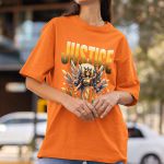 Camiseta Feminina Justice Anjo Direito Advogado 100% Algodão Premium - Laranja