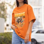 Camiseta Feminina Justice Anjo Direito Advogado 100% Algodão Premium - Laranja