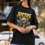 Camiseta Feminina Justice Anjo Direito Advogado 100% Algodão Premium - Preto