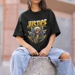 Camiseta Feminina Justice Anjo Direito Advogado 100% Algodão Premium - Preto