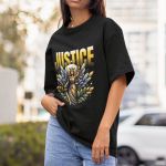Camiseta Feminina Justice Anjo Direito Advogado 100% Algodão Premium - Preto