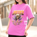 Camiseta Feminina Justice Anjo Direito Advogado 100% Algodão Premium - Rosa