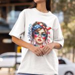 Camiseta Feminina Americana USA Bandeira 100% Algodão Premium - Branco