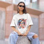 Camiseta Feminina Americana USA Bandeira 100% Algodão Premium - Branco